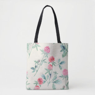 Clover, shamrock on beige. tote bag