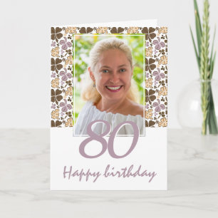Clover Shamrock Pattern 80th Birthday Photo Card