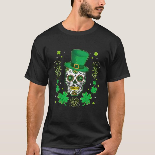 Clover Skull St. Patrick's Day T-Shirt (Front)