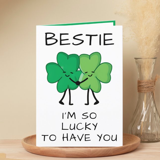 Clover St Patrick's Day Funny Friend Birthday Thank You Card (Funny Clover St Patrick's Day Best Friend Birthday Thank You Card)