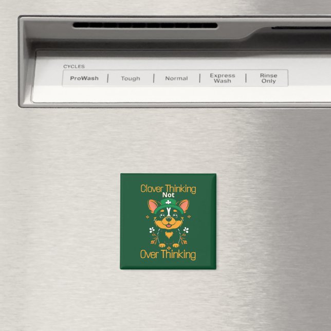 Clover Thinking Dog Magnet (In Situ (Dishwasher))
