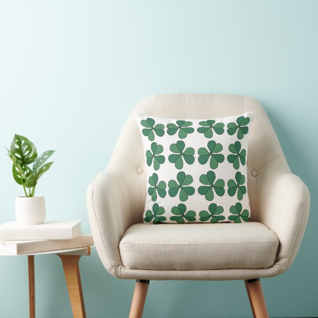 Clover Three Leaf Clover Lucky Green Pattern Cushion (Chair)