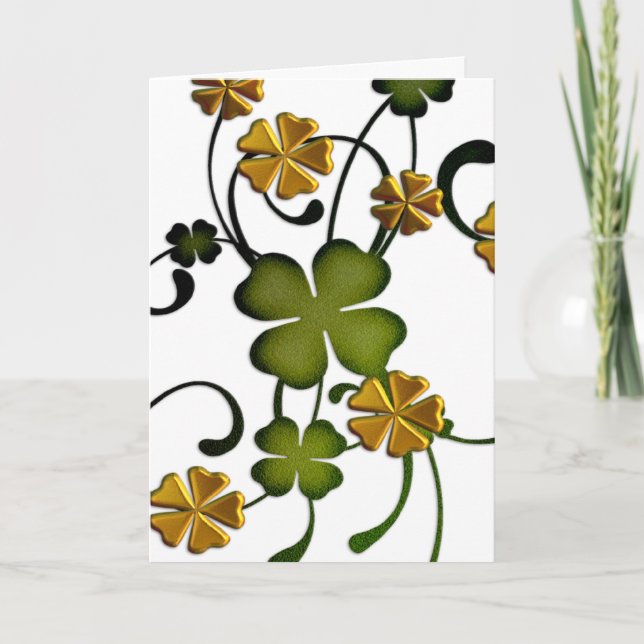 Clover Vine Irish Happy Birthday Greeting Card (Front)