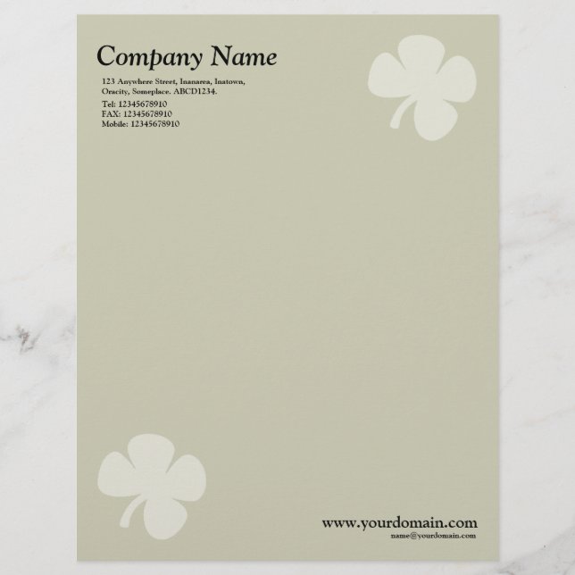 Clover - Warm Beige Letterhead (Front)