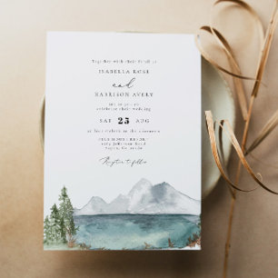 Clover - Watercolor Bohemian Mountain Lake Invitation