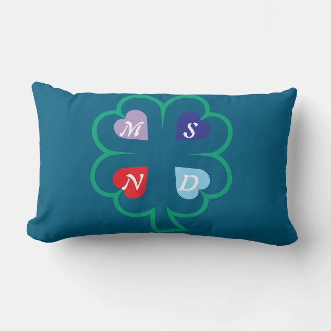 Clover with hearts  lumbar cushion (Front)