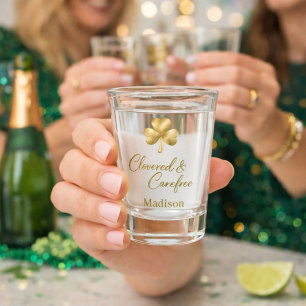 Clovered & Carefree Gold Shamrock Luxe Shot Glass