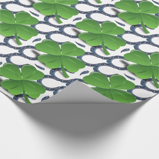 Clovers and Horseshoes Wrapping Paper (Corner)