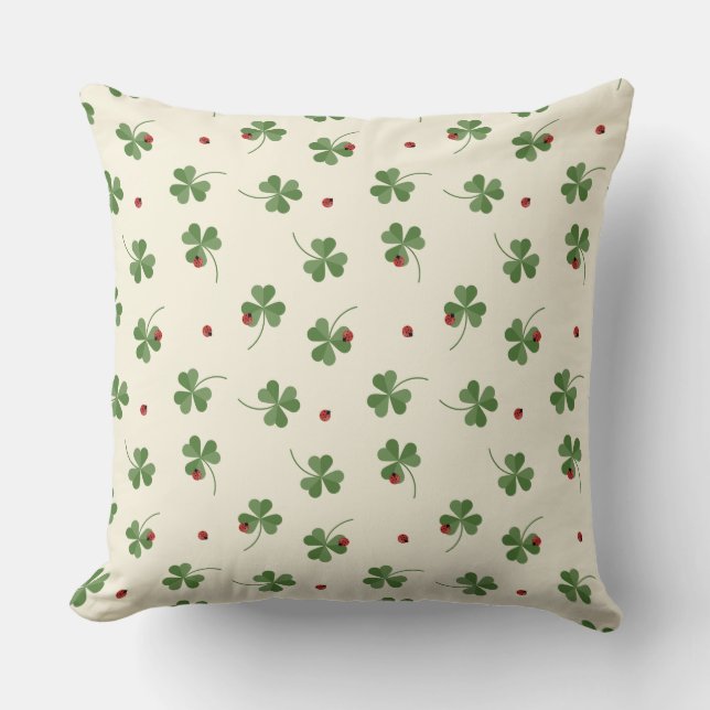 Clovers and ladybugs pattern cushion (Front)