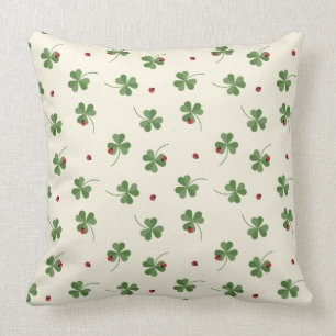 Clovers and ladybugs pattern cushion