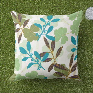 Clovers and Leaves Pattern Summer Home Cushion