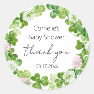 Clovers Greenery Thank You Favour Classic Round Sticker