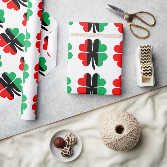 Clovers Red Black Green Kwanzaa Wrapping Paper (Crafts)