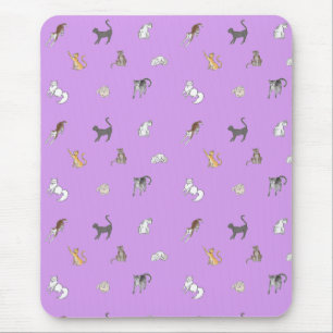 clowder of cats in lilac placemat notebook mouse pad