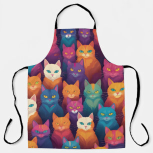 Clowder of colorful cats apron