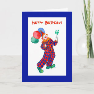 Clown 4th Birthday Card