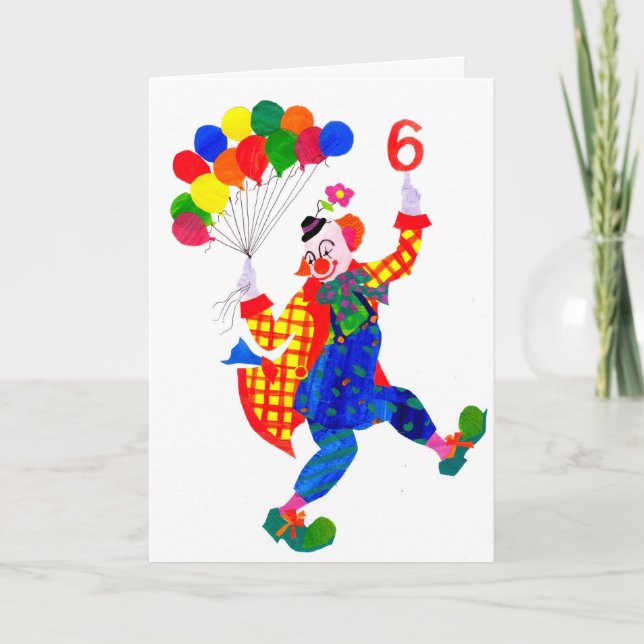 Clown 6-year old birthday card (Front)