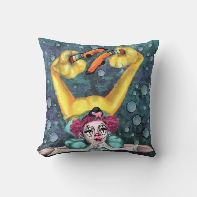 Clown Acrobat Throw Pillow Circus Artists Painting (Front)