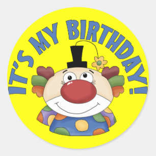 Clown Birthday Classic Round Sticker