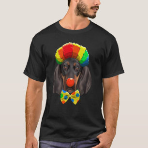 Clown Black and Tan Coonhound Circus Dog T-Shirt