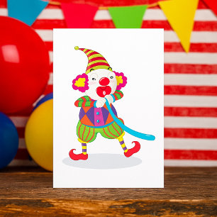 Clown Blowing Up Balloons Invitations
