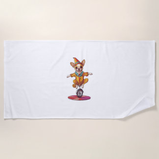 Clown Chihuahua � Funny Circus Dog Beach Towel