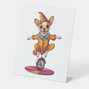 Clown Chihuahua – Funny Circus Dog Pedestal Sign
