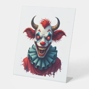 Clown Cow of Terror Pedestal Sign