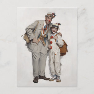 Clown Duo, Father and Son Postcard