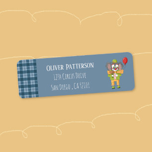 Clown Elephant Blue return Label Address