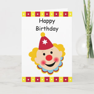 Clown Face Happy Birthday Card
