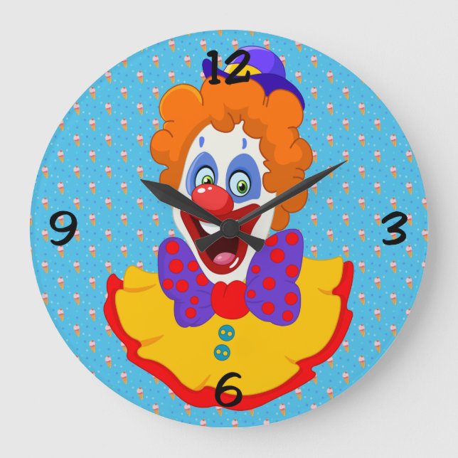 Clown Face Round Wall Clock (Front)