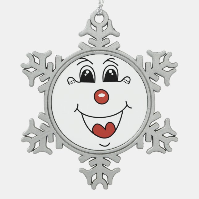 CLOWN FACE SNOWFLAKE PEWTER CHRISTMAS ORNAMENT (Front)