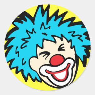 Clown face with blue hair smile sticker