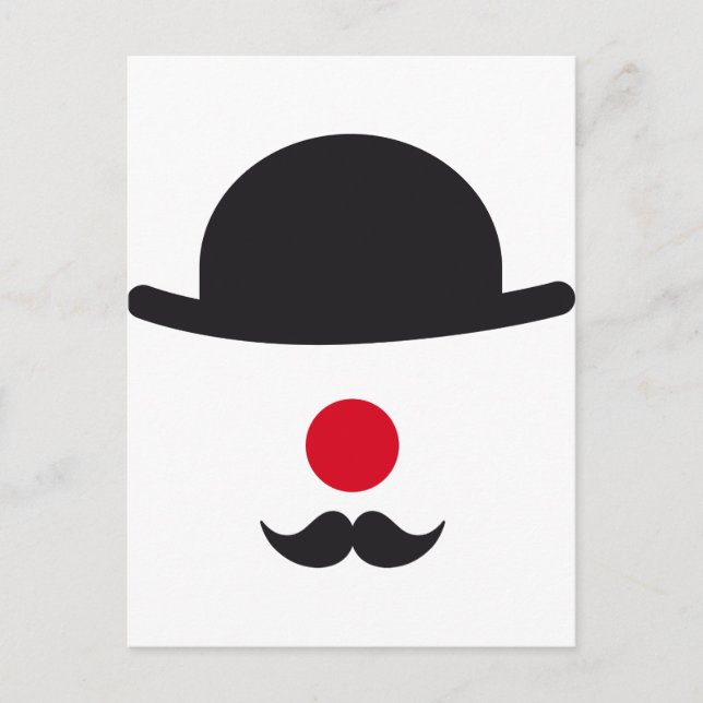 clown face with hat, red nose and moustache postcard (Front)