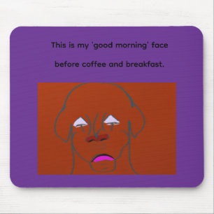 Clown-Faced Dog Cartoon Sketch Mouse Pad