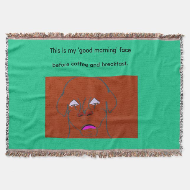 Clown-Faced Dog Cartoon Sketch Throw Blanket (Front)