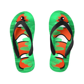 Clown Fish and Beautiful Green Sea Anemone Kid's Jandals