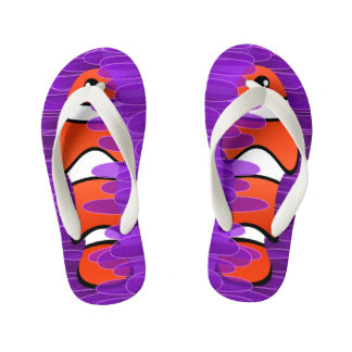 Clown Fish and Beautiful Purple Sea Anemone Kid's Jandals