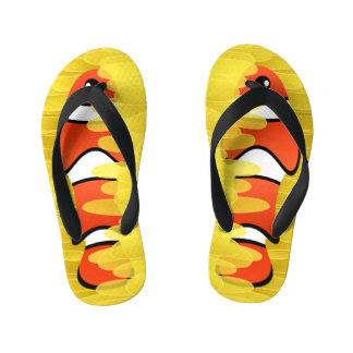 Clown Fish and Beautiful Yellow Sea Anemone Kid's Jandals