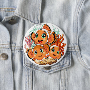 Clown fish Cartoon cute Family Underwater 10 Cm Round Badge