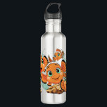 Clown fish Cartoon cute Family Underwater 710 Ml Water Bottle<br><div class="desc">Cute and Joyful little Clownfish Cartoon Characters swimming together on underwater Coral Reef Background. Original Vector Illustration Copyright BluedarkArt.</div>