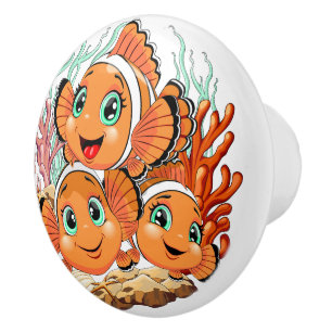 Clown fish Cartoon cute Family Underwater Ceramic Knob