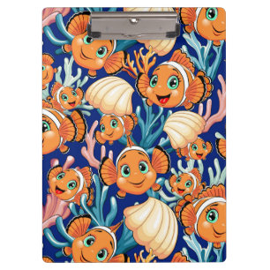 Clown fish Cartoon cute Family Underwater Clipboard