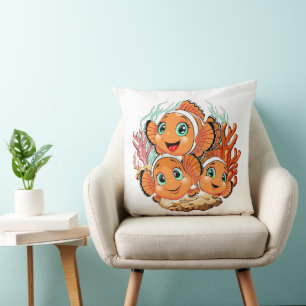 Clown fish Cartoon cute Family Underwater Cushion