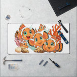 Clown fish Cartoon cute Family Underwater Desk Mat<br><div class="desc">Cute and Joyful little Clownfish Cartoon Characters swimming together on underwater Coral Reef Background. Original Vector Illustration Copyright BluedarkArt.</div>