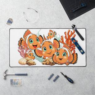 Clown fish Cartoon cute Family Underwater Desk Mat