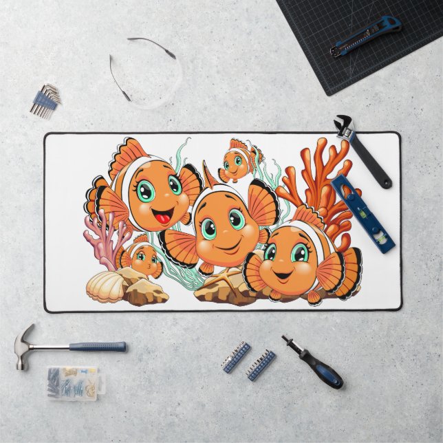 Clown fish Cartoon cute Family Underwater Desk Mat (Workstation)