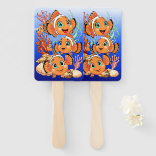 Clown fish Cartoon cute Family Underwater Hand Fan