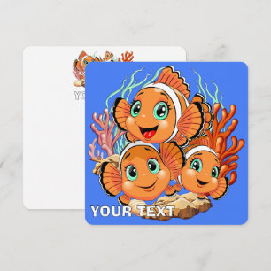 Clown fish Cartoon cute Family Underwater Holiday Card